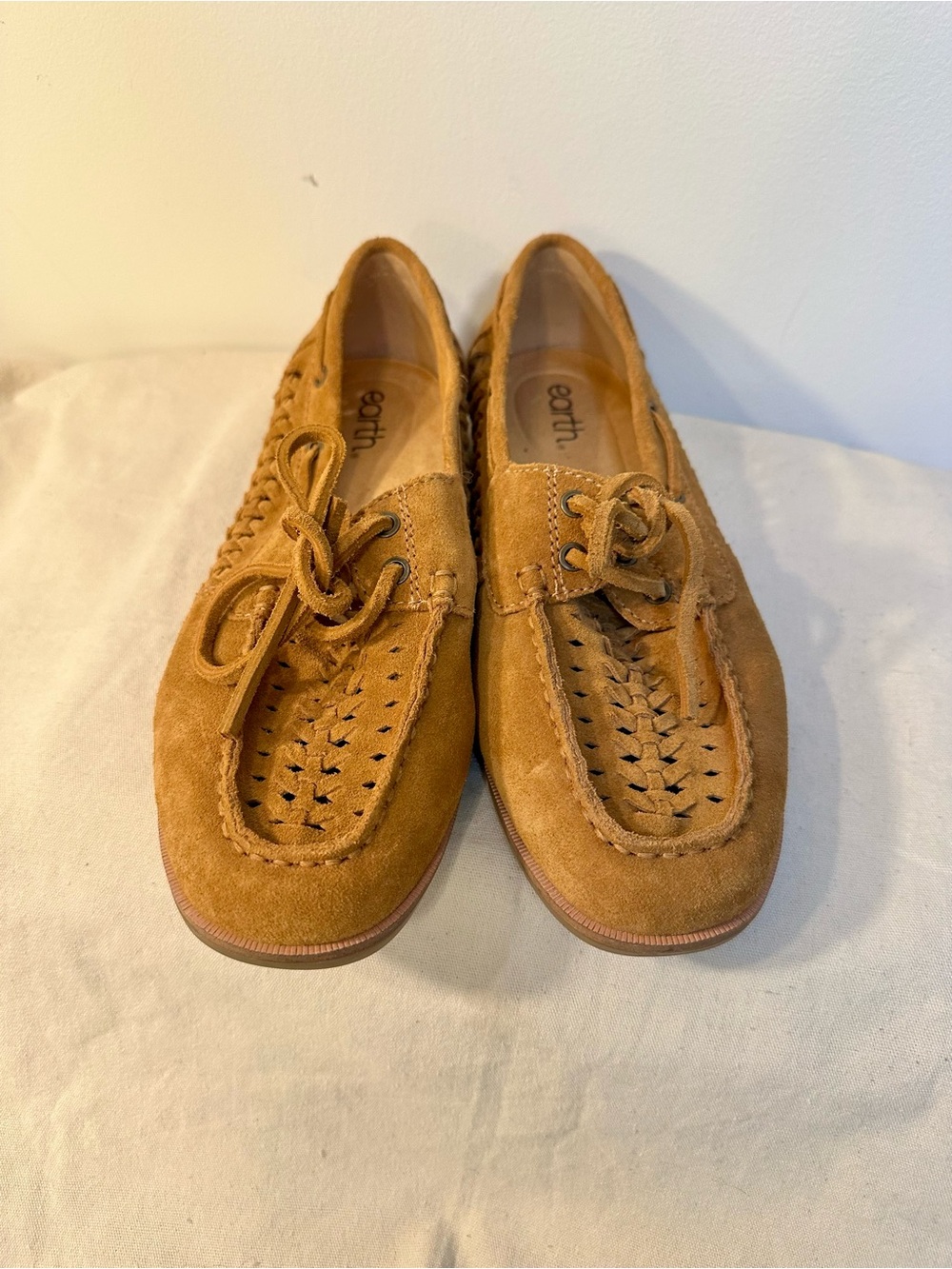 Earth Wishing Suede Woven Lace-Up Loafers 9.5 Wide